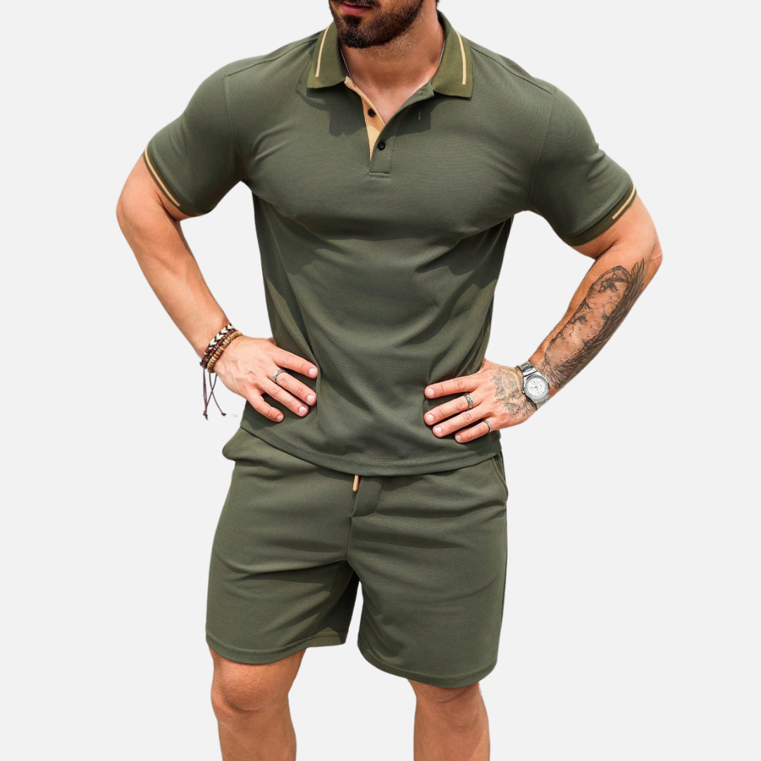 Conjunto Camisa Polo e Short Masculino Drauffen DF057
