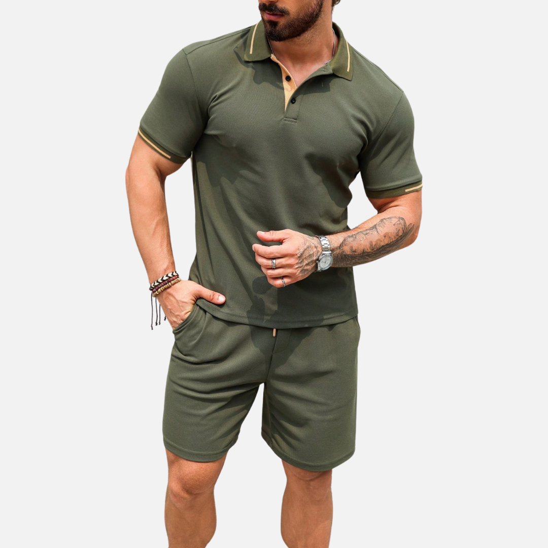 Conjunto Camisa Polo e Short Masculino Drauffen DF057