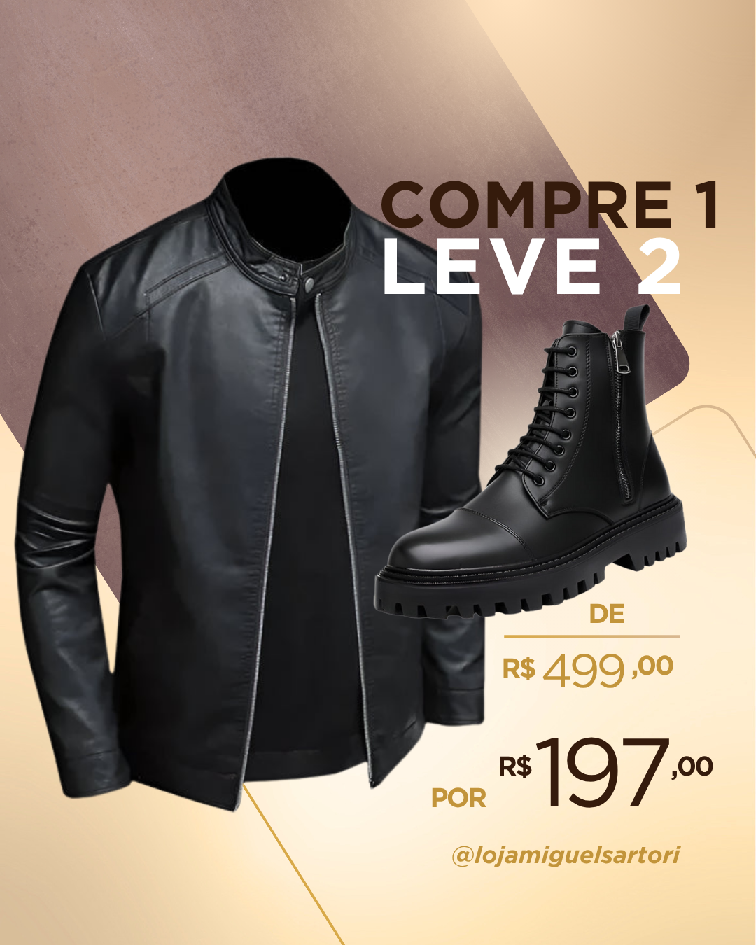 COMPRE 1 E LEVE 2: Jaqueta Masculina + Bota Coturno Miguel Sartori