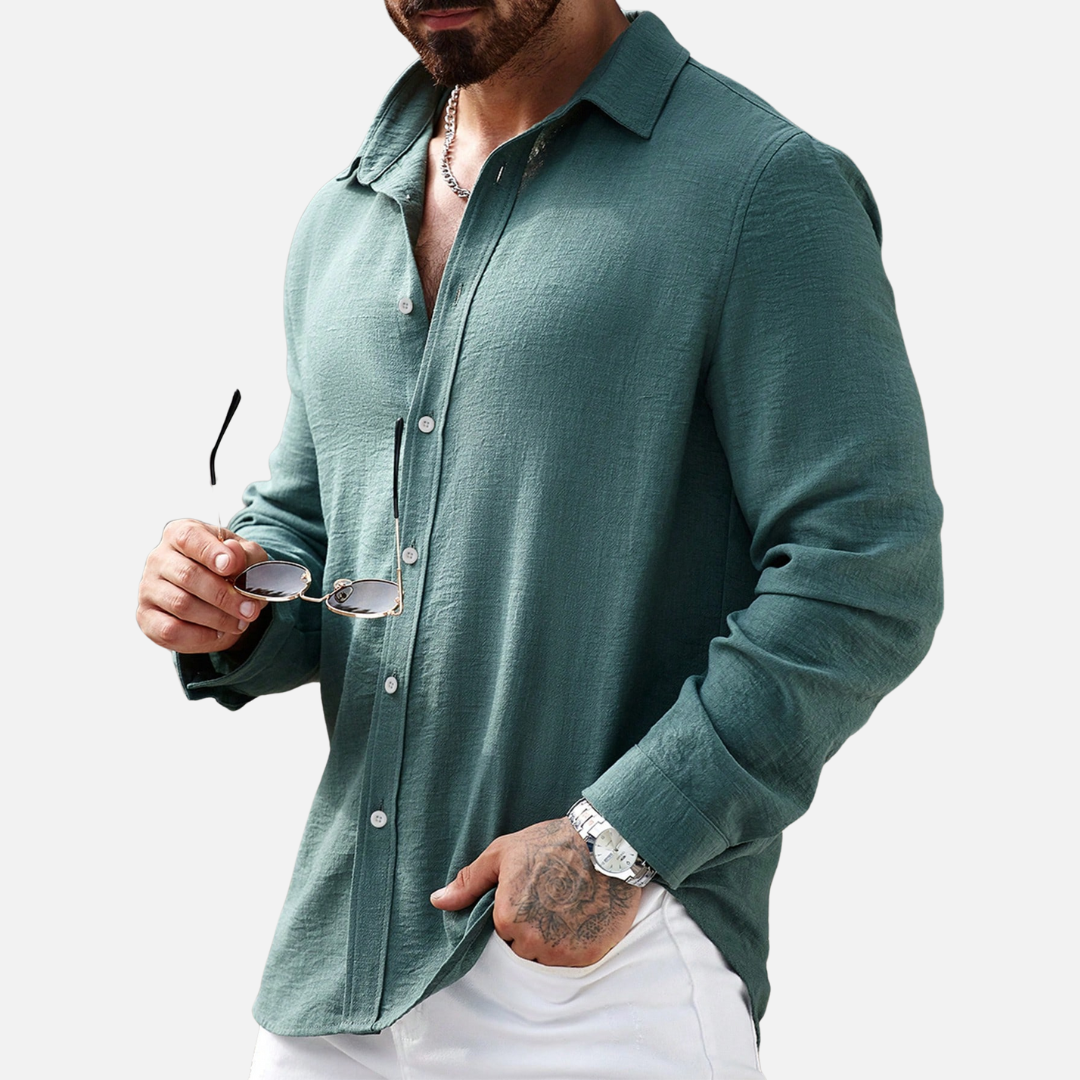 Camisa Manga Longa em Linho Masculina Drauffen DF102