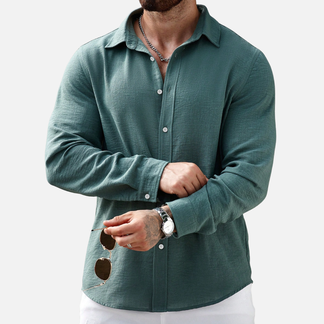 Camisa Manga Longa em Linho Masculina Drauffen DF102