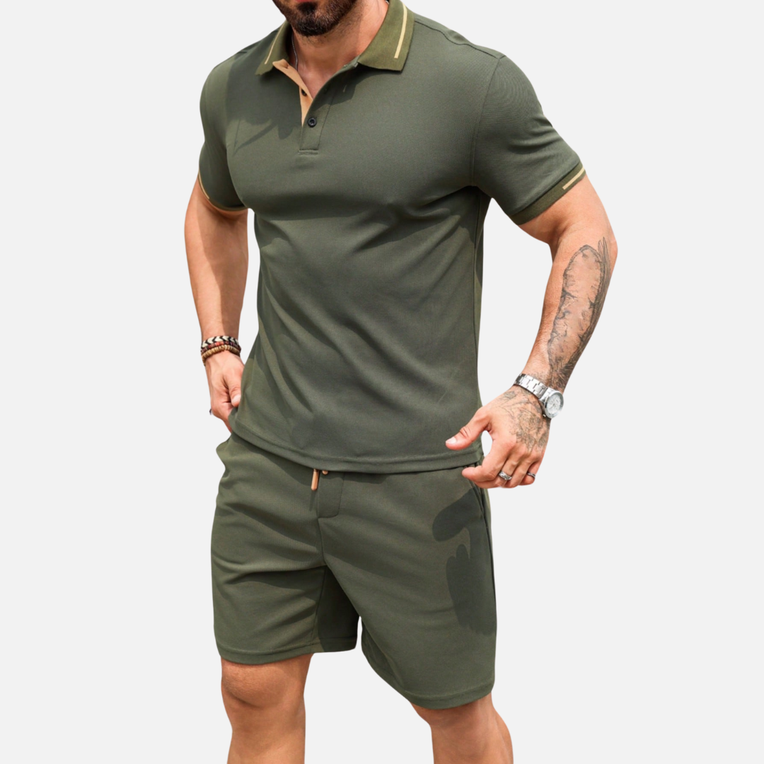 Conjunto Camisa Polo e Short Masculino Drauffen DF057