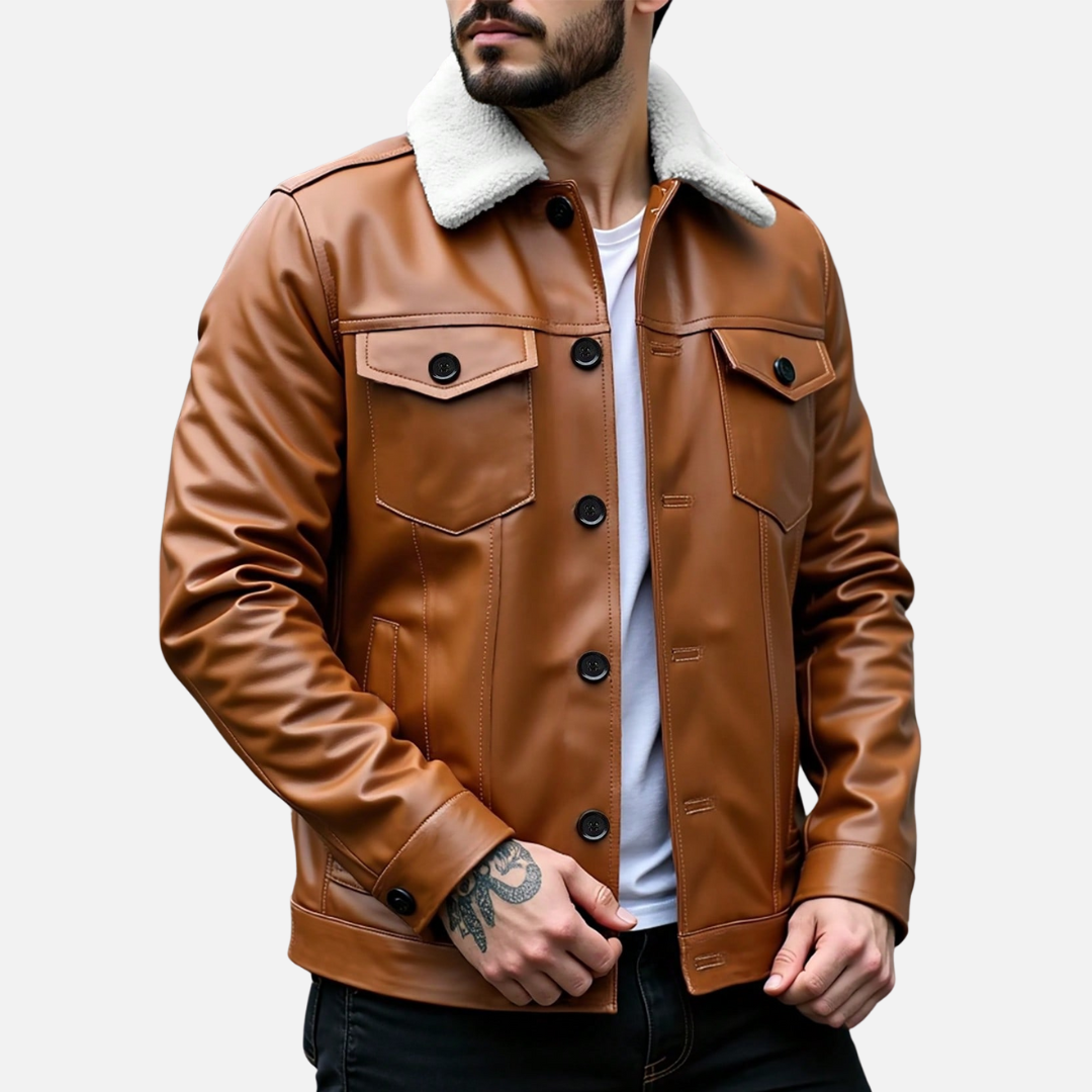 Jaqueta de Couro Masculina Miguei Sartori DF017