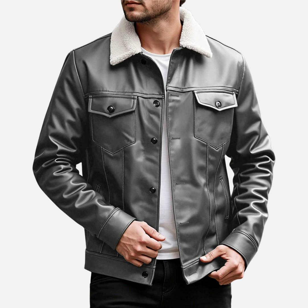 Jaqueta de Couro Masculina Miguei Sartori DF017
