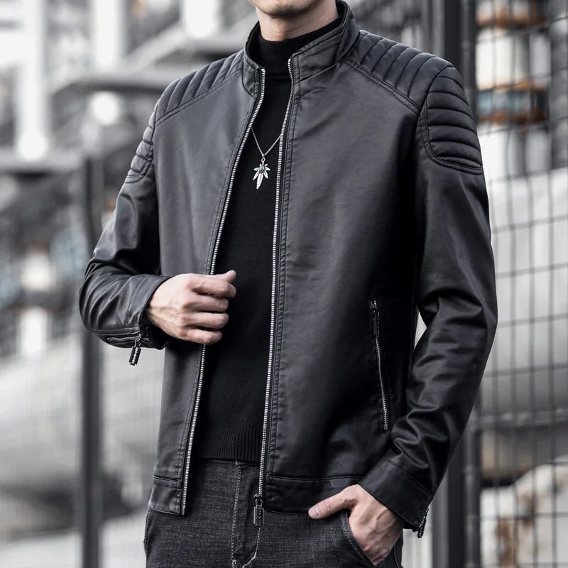 Jaqueta de Couro Motociclista Masculina Miguei Sartori DF217