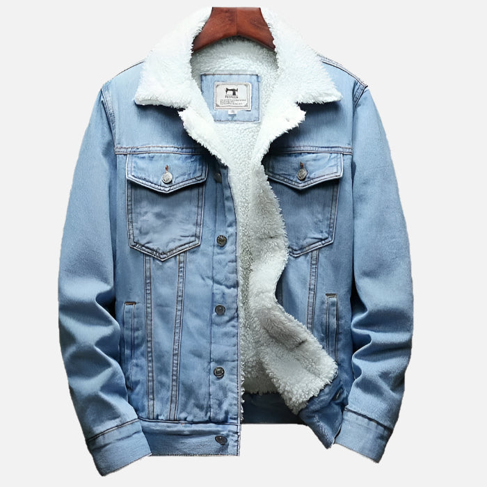 Jaqueta Jeans Masculina Forrada em Lã Drauffen DF239